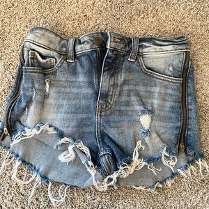 Fashion Nova Distressed Denim Shorts w Zipper Detail